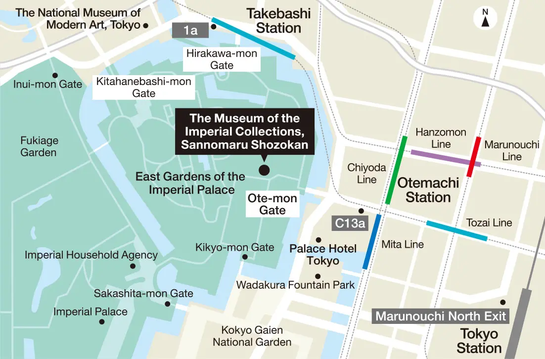 Access map to the Museum of the Imperial Collections, Sannomaru Shozokan