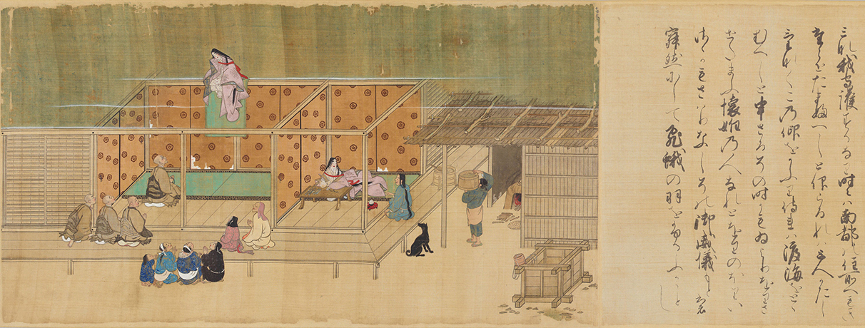 Volume 17 of Illustrated Miracles of the Kasuga Deity (detail) Painting: Takashina Takakane; calligraphy: Ichijoin Ryoshin. Kamakura period, ca. 1309