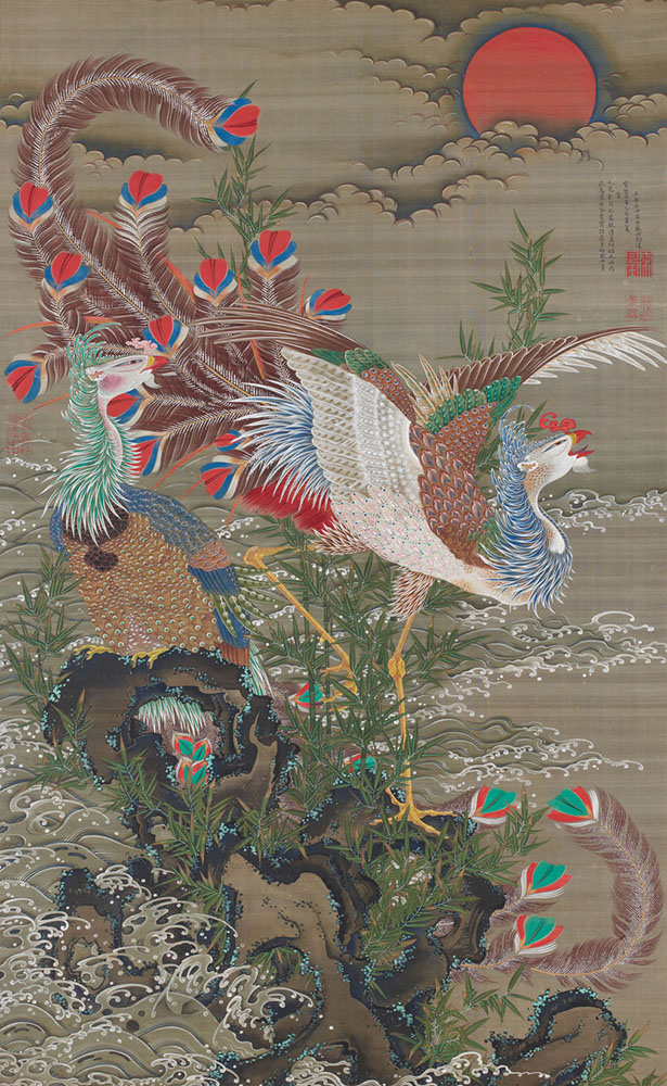 Phoenixes and Rising Sun Ito Jakuchu
