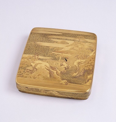 Writing Box with Scenes of Ishiyamadera Temple By Kawanobe Itcho. Meiji era, 1899.