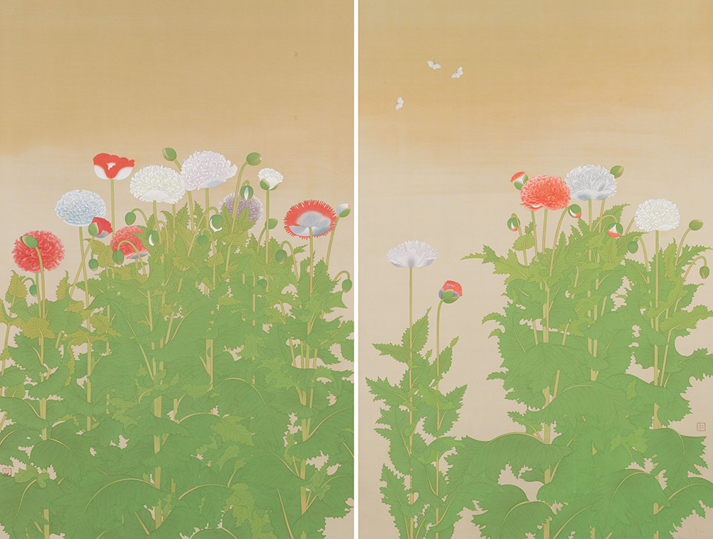 Poppies Tsuchida Bakusen. Showa era, 1929.