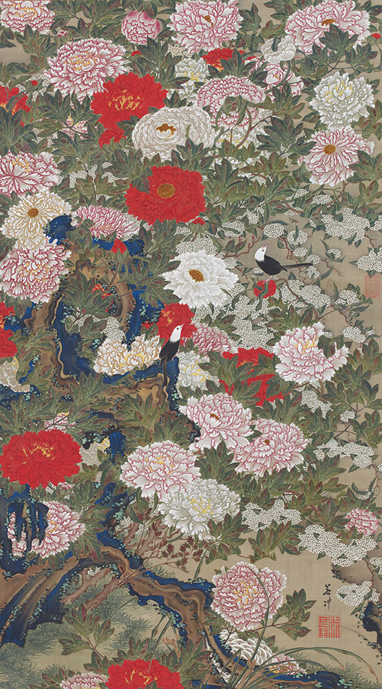 国宝《動植綵絵　牡丹小禽図》伊藤若冲　江戸時代（18世紀）　皇居三の丸尚蔵館収蔵
