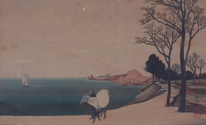 《水辺牽馬之図》　亜欧堂田善