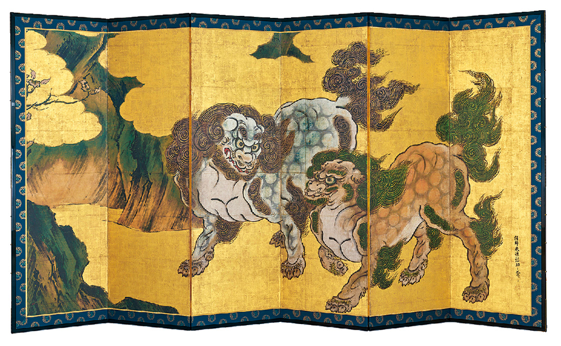 【高精細複製品】 《唐獅子図屏風》(右隻)　制作：キヤノン株式会社(2023年) ［展示期間：4/17～5/17］　皇居三の丸尚蔵館収蔵