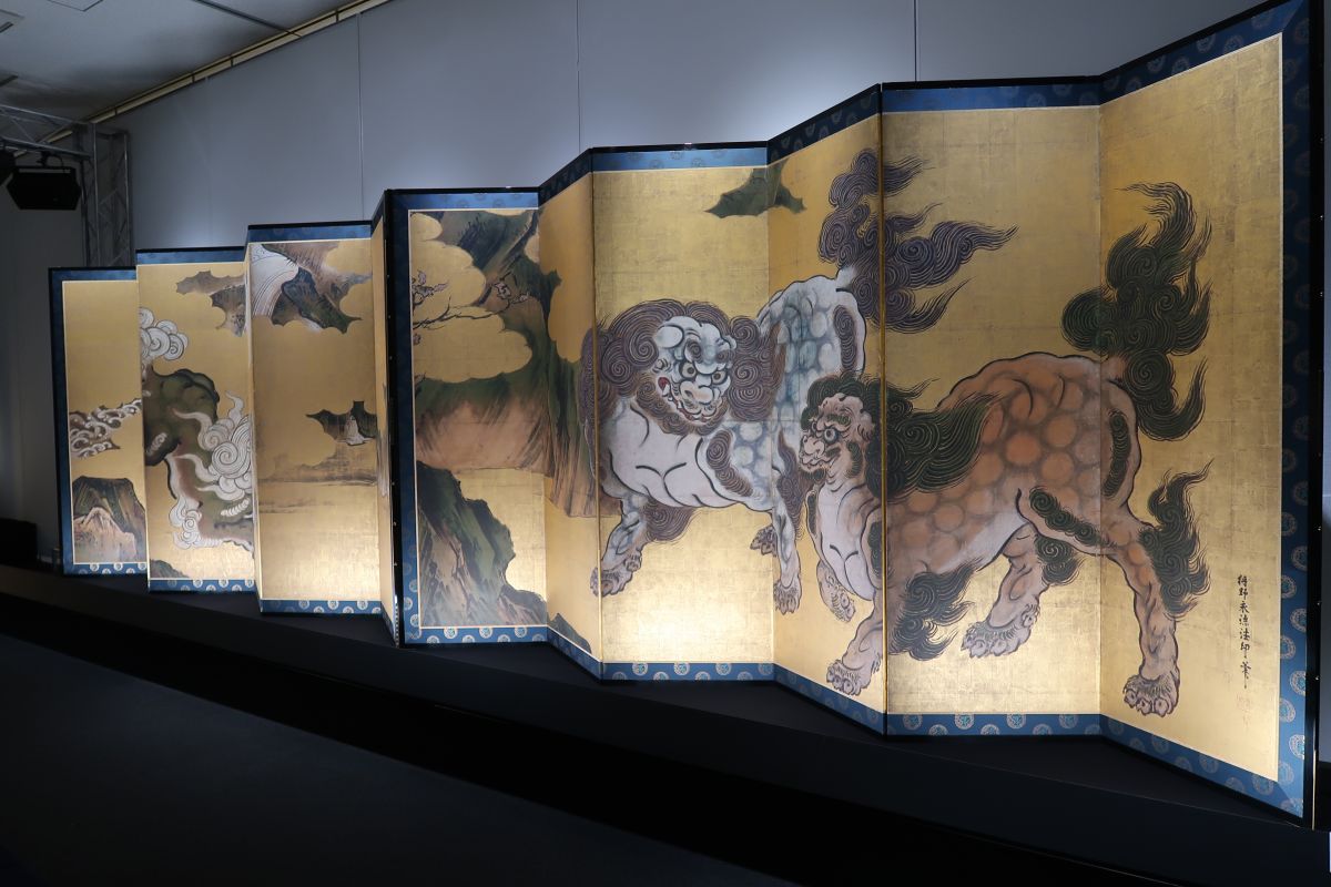 岡山唐獅子図屏風展示