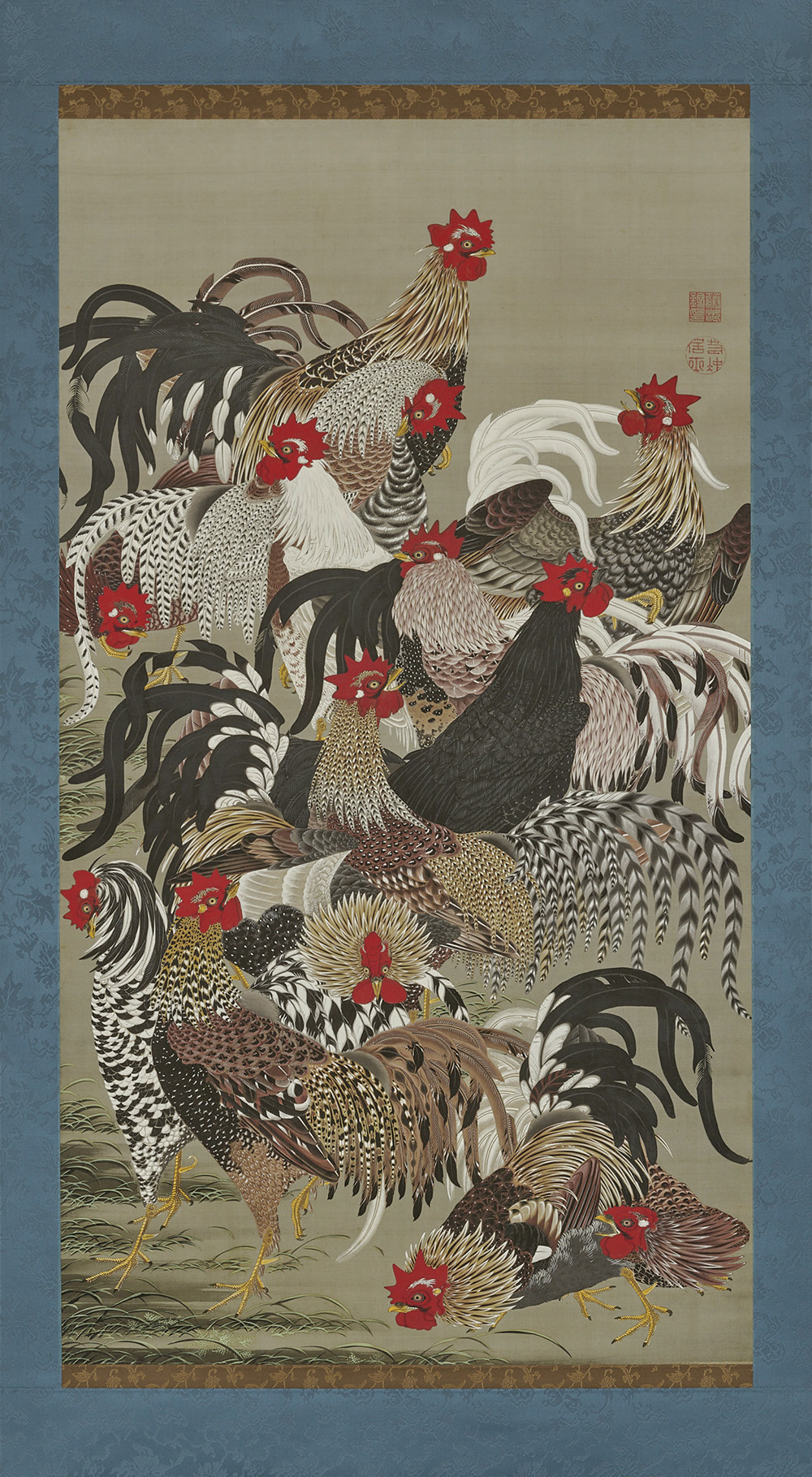 【高精細複製品】 《動植綵絵のうち群鶏図》　制作：キヤノン株式会社(2026年) ［展示期間：4/17～5/1］　皇居三の丸尚蔵館収蔵