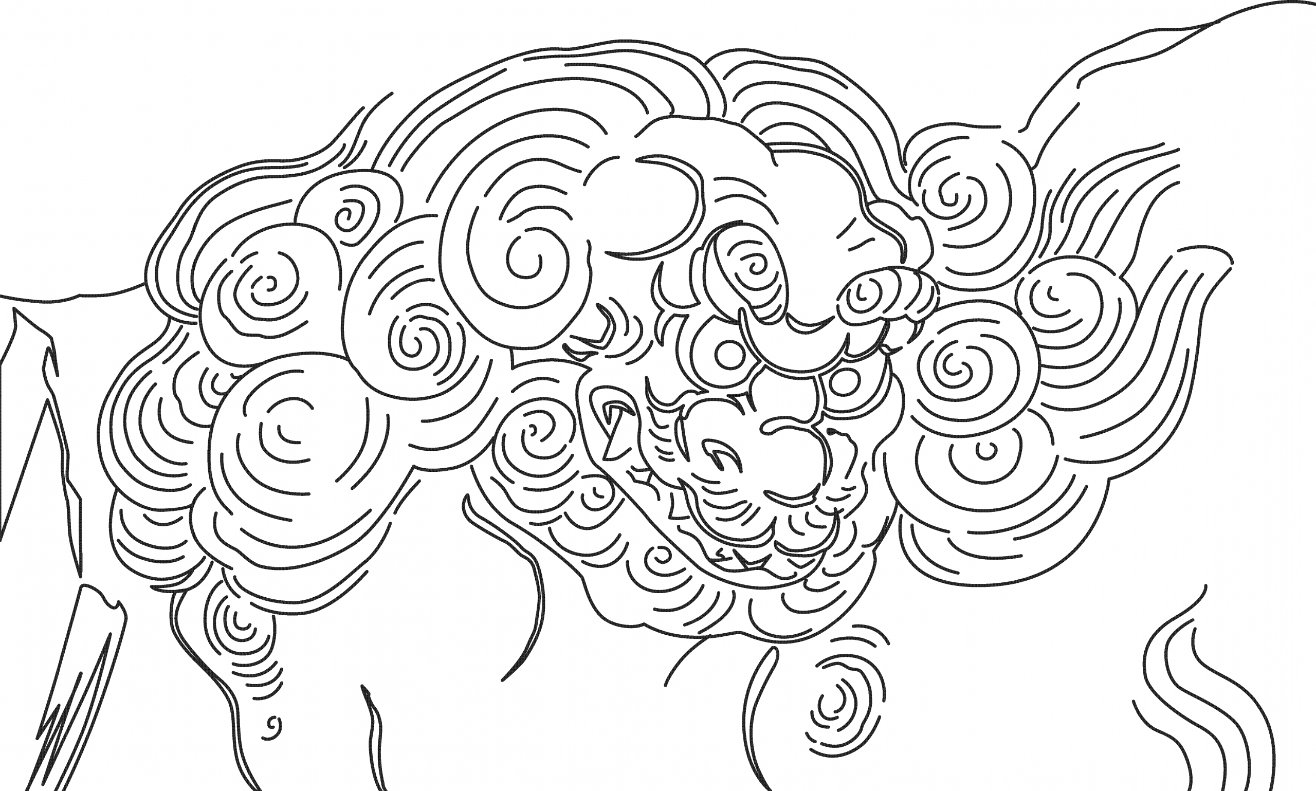 唐獅子図屏風のぬりえの画像